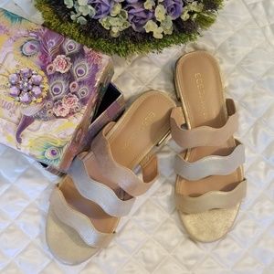 NWOT BCBGeneration Metallic Leather Sandals